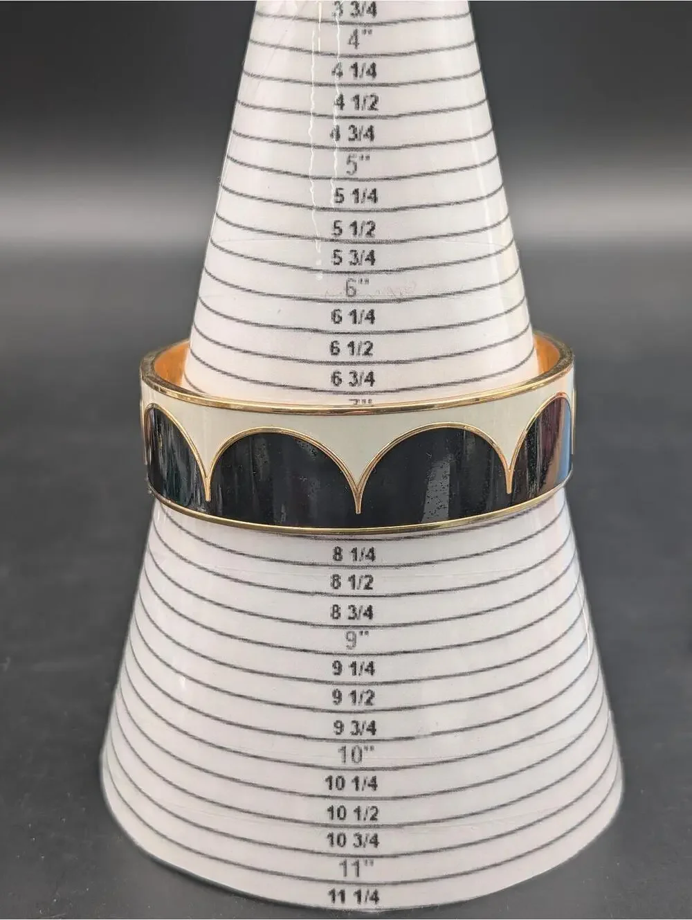 Kate Spade Ahead Of The Curve Enamel Bangle Bracelet Black Cream Scallop Gold - Picture 6 of 9